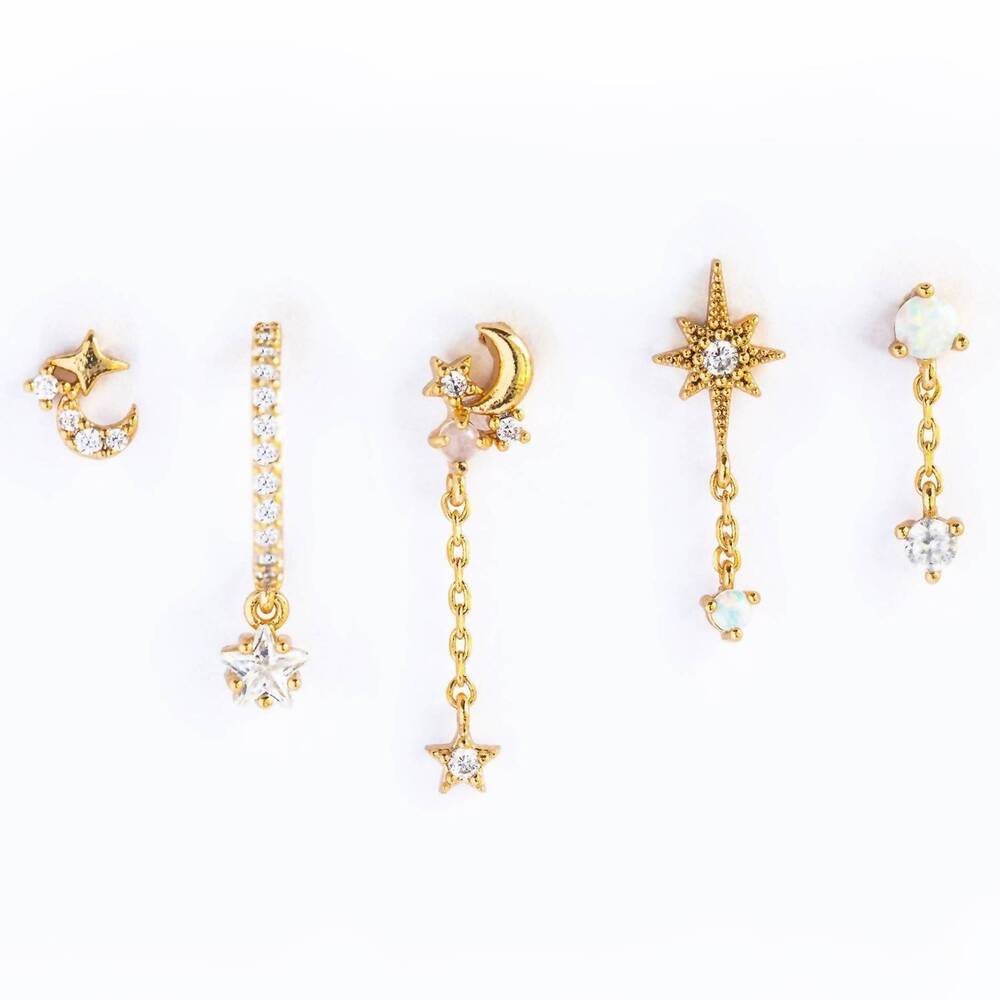 NEW GIRLS CREW women's twinkle opal earring set in gold